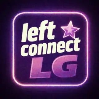 neonlila Logo: left connect LG mit Stern
