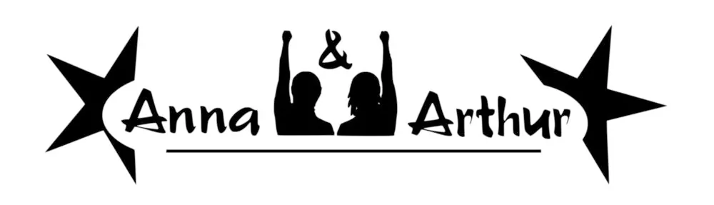 Logo: Anna & Arthur flankiert von zwei schwarzen Sternen